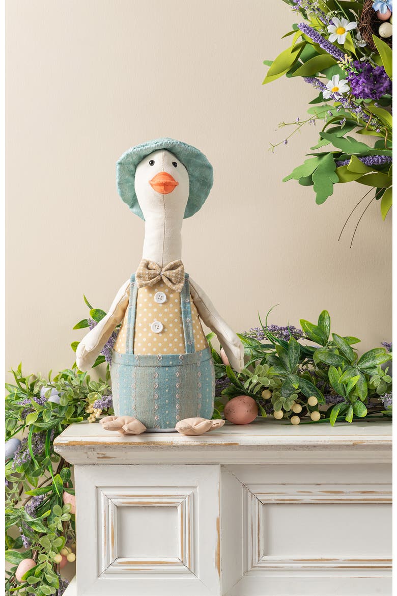 Spring Fabric Boy Duck Figurine, Alternate, color, Blue