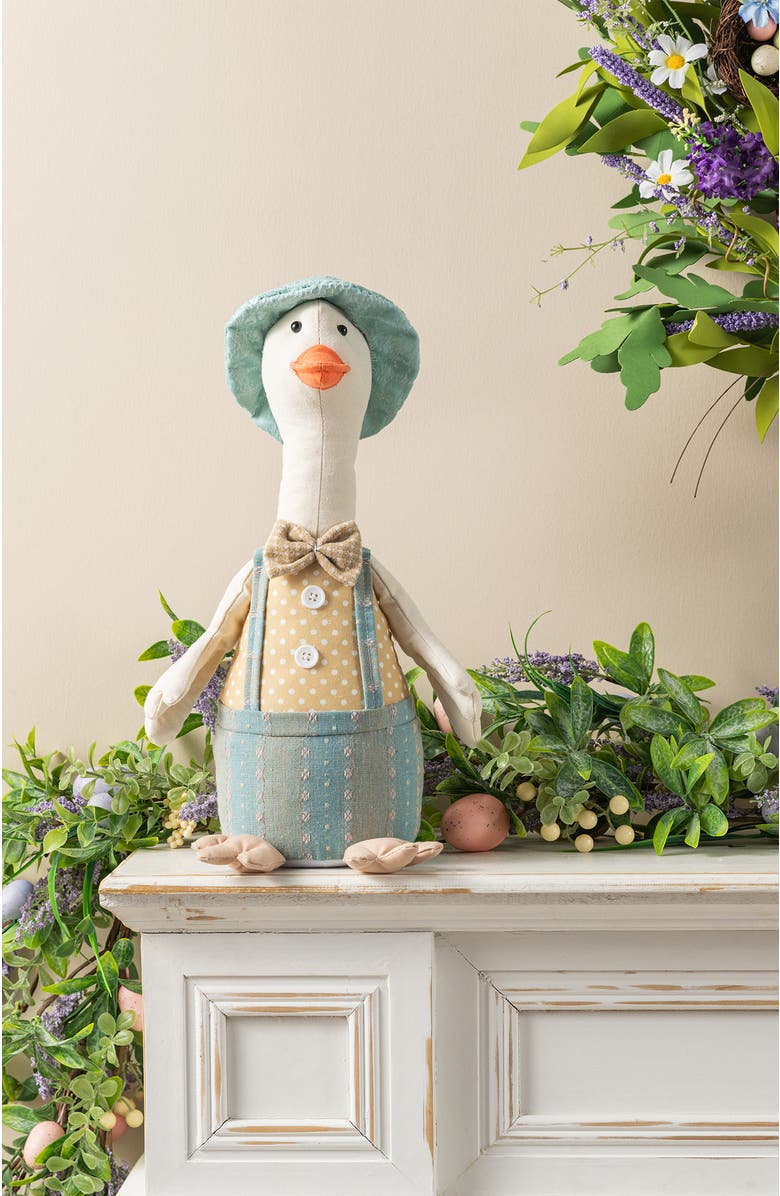 Glitzhome Easter Fabric Boy Duck Figurine, Alternate, color, Blue