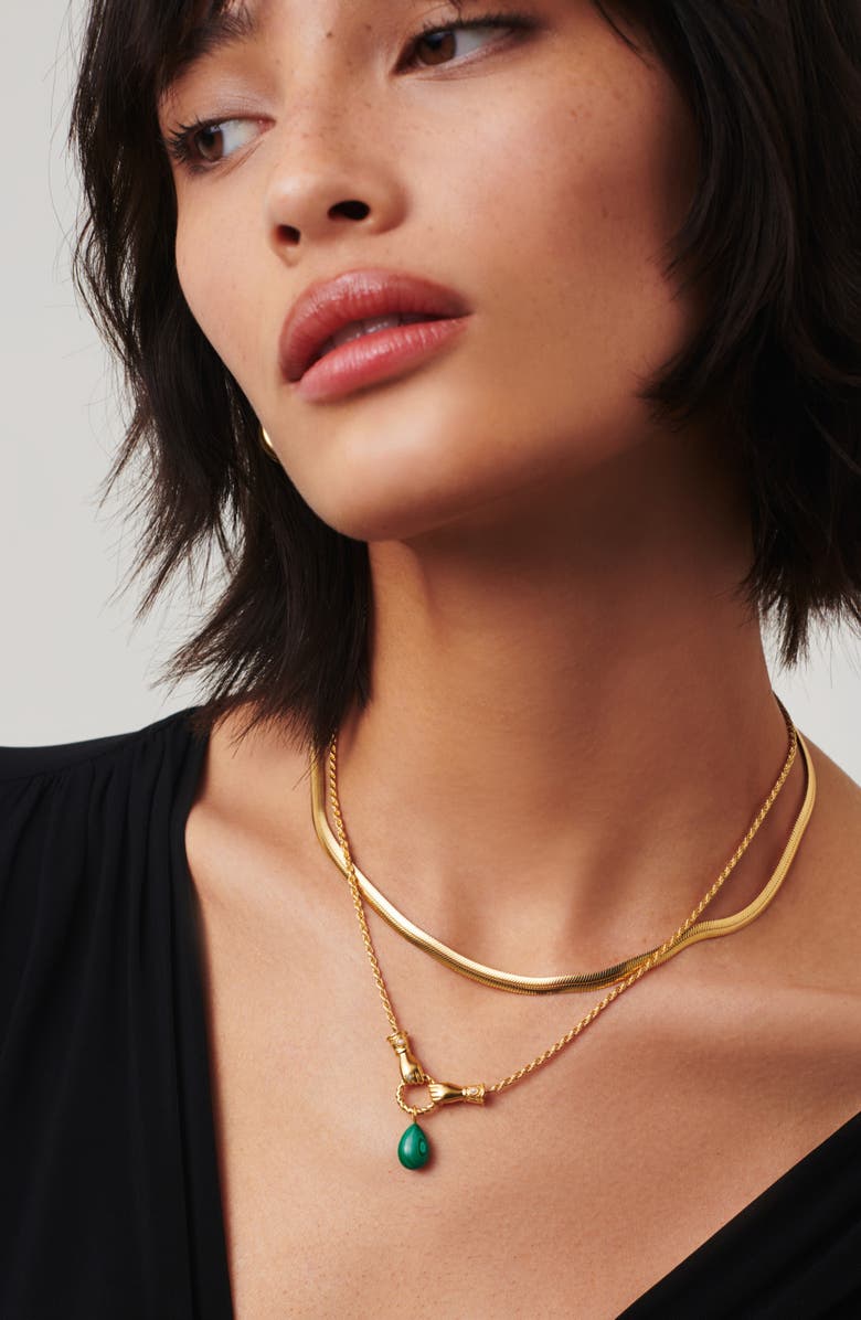 Missoma x Harris Reed Malachite Pendant Necklace, Alternate, color, 