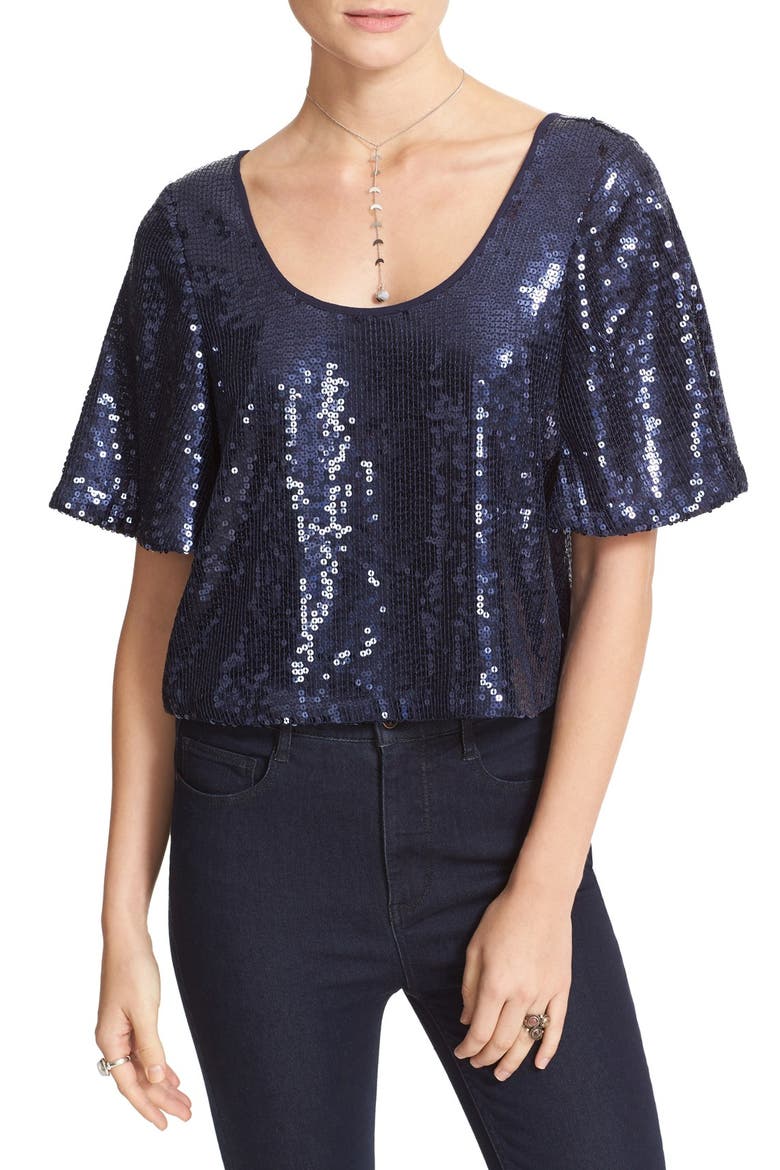 Night Fever Sequin Tee, Alternate, color, NAVY
