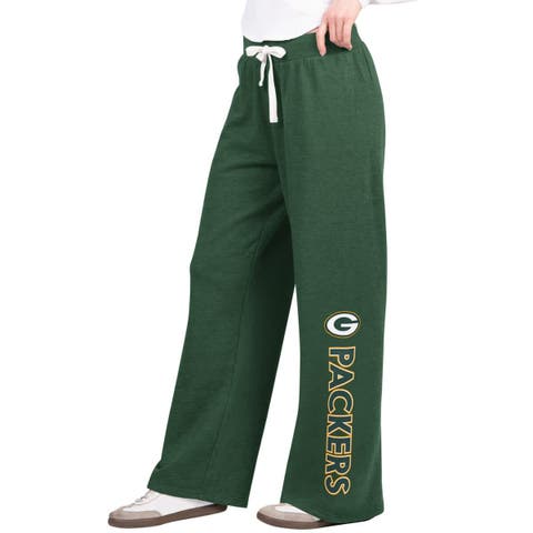 Women's G-III 4Her by Carl Banks Green Green Bay Packers Field Wide Leg Sweatpants