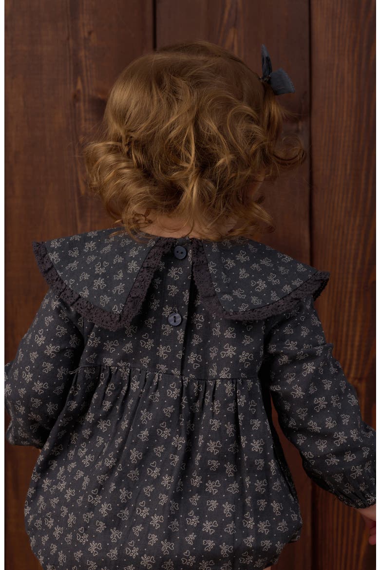 Fern Heart Ditsy Long Sleeve Linen Blend Romper, Alternate, color, MIDNIGHT