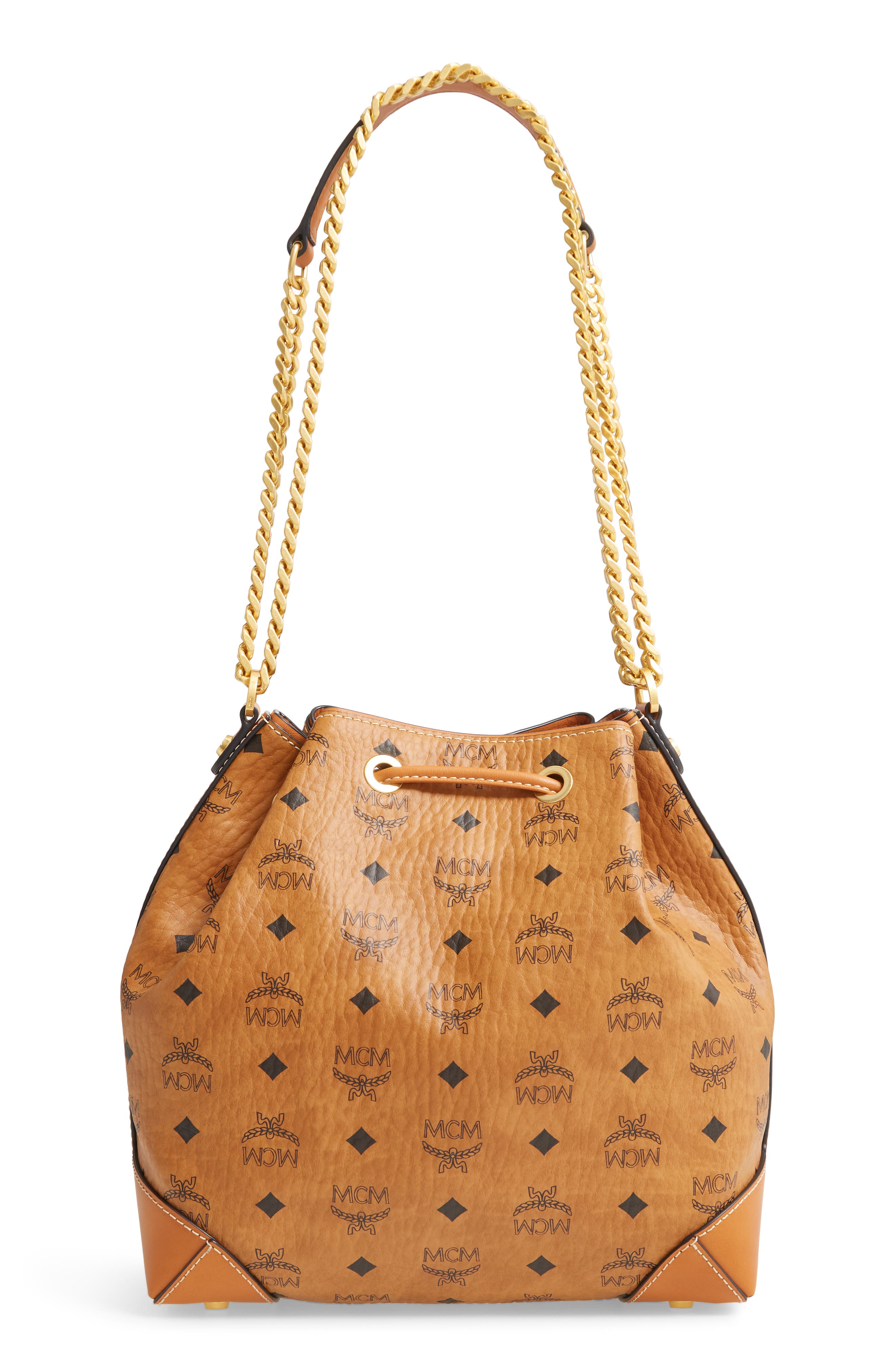 MCM Berlin Visetos Coated Canvas Drawstring Handbag, Alternate, color, 