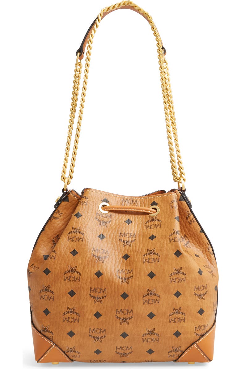 MCM Berlin Visetos Coated Canvas Drawstring Handbag, Alternate, color,