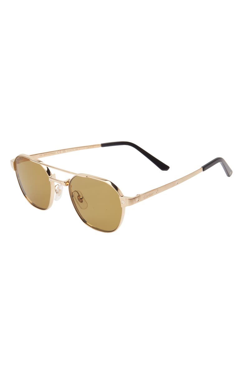Cartier 52mm Polarized Pilot Sunglasses, Alternate, color, Gold