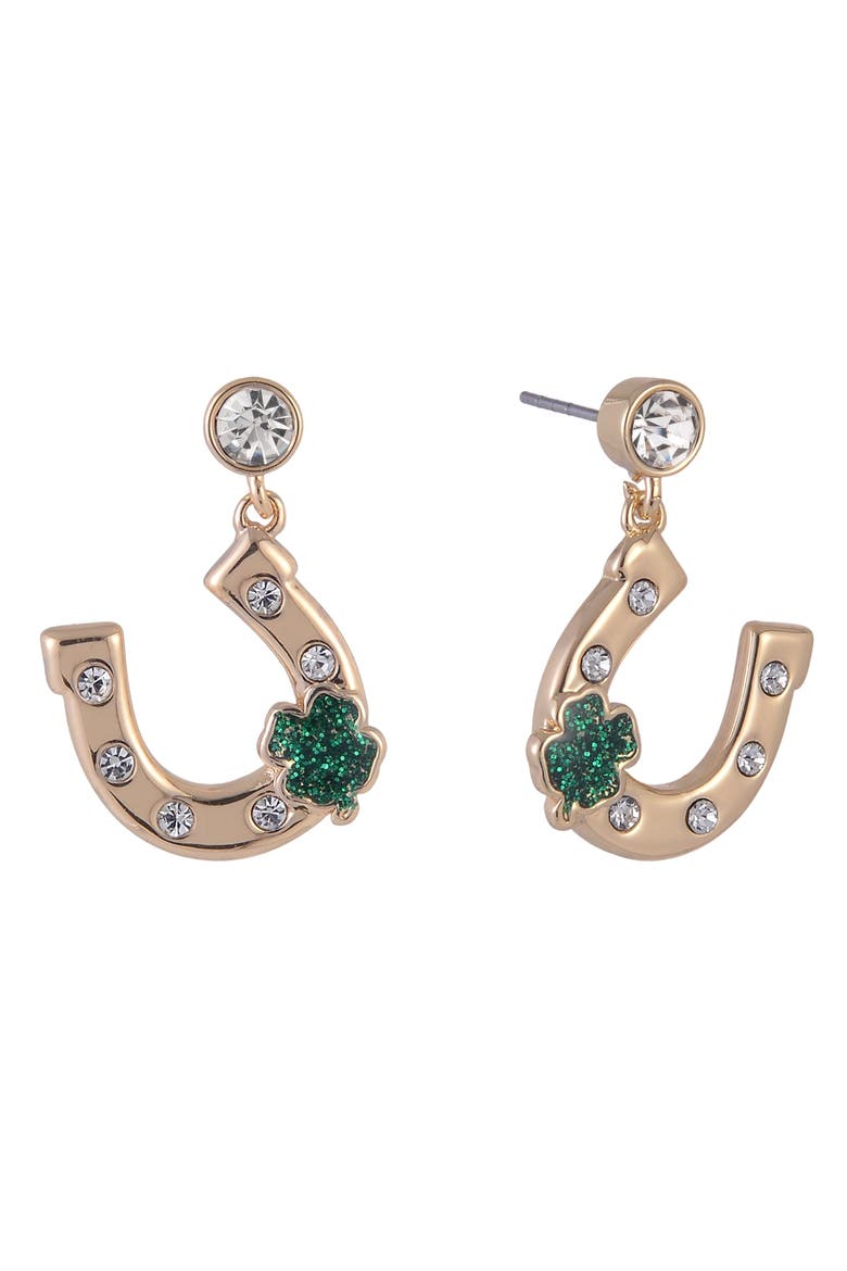 Horseshoe Earrings, Main, color, Green