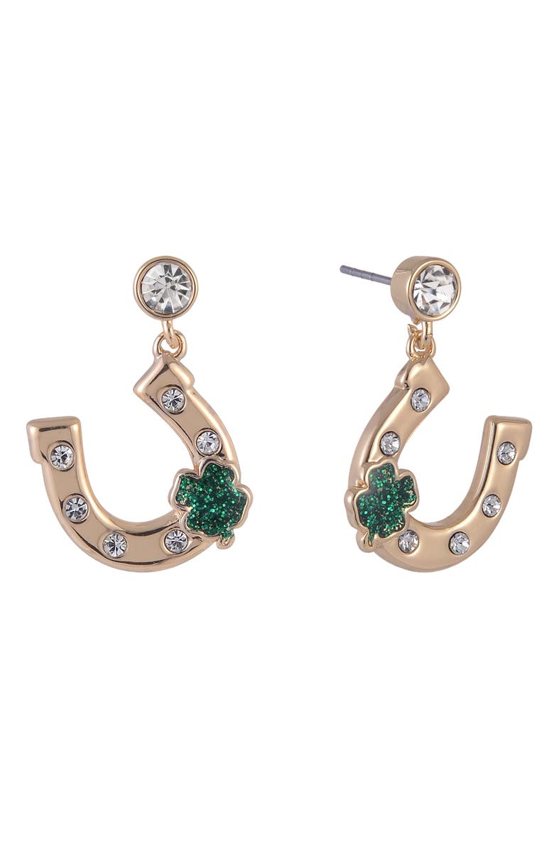 Hallmark Horseshoe Earrings, Main, color, Green