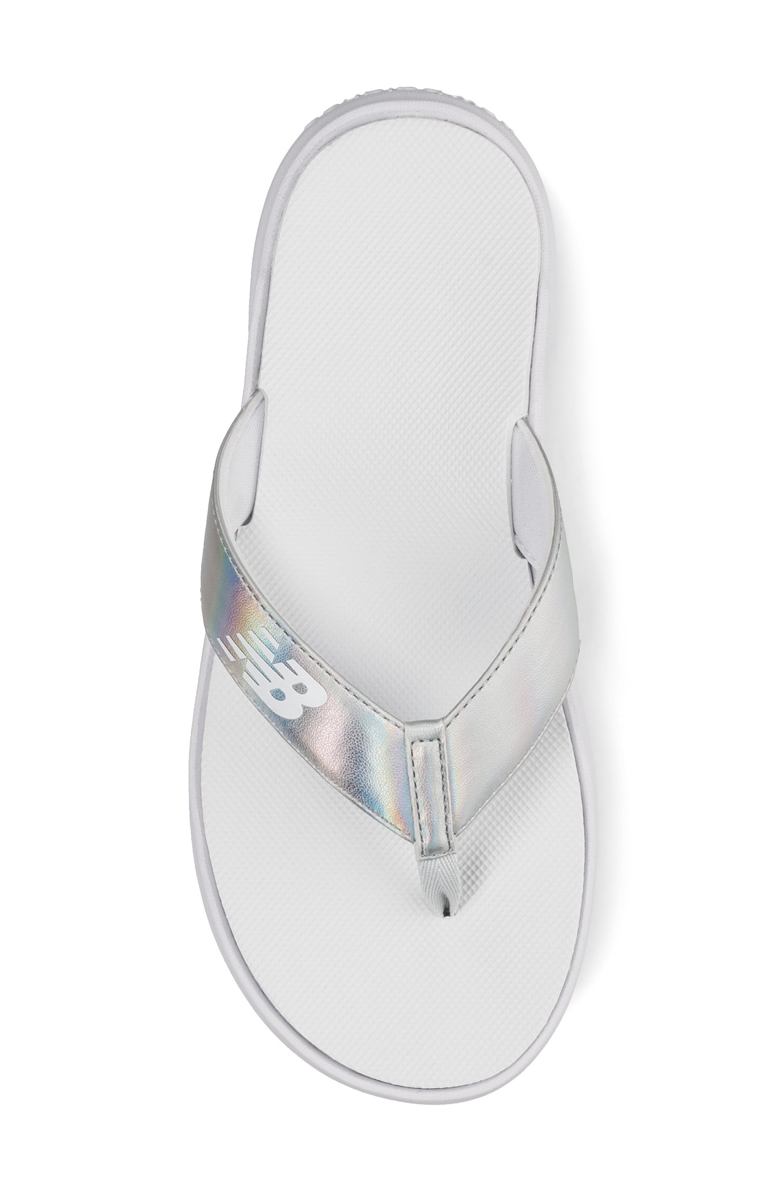 New Balance 340 Thong Sandal, Alternate, color, White/ Silver