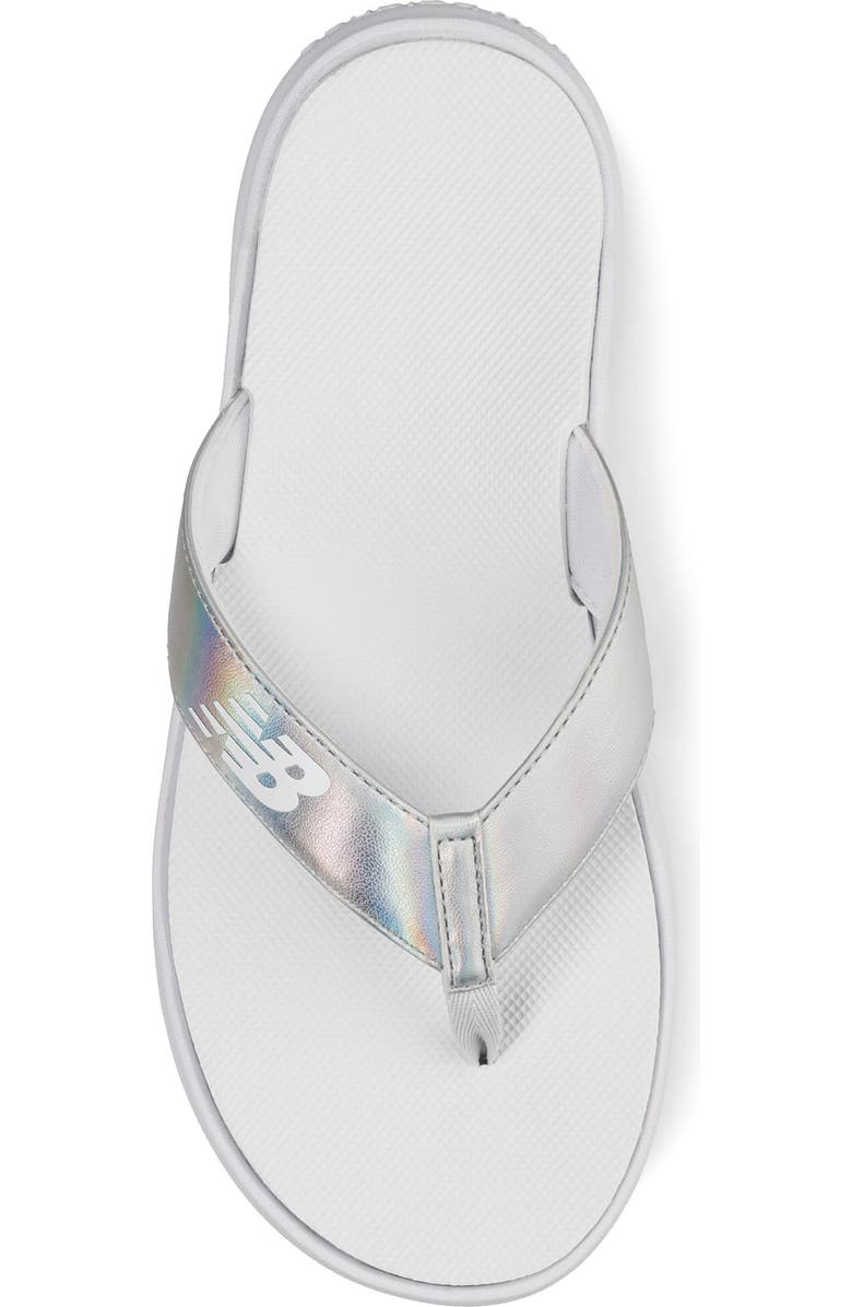 New Balance 340 Thong Sandal, Alternate, color, White/ Silver