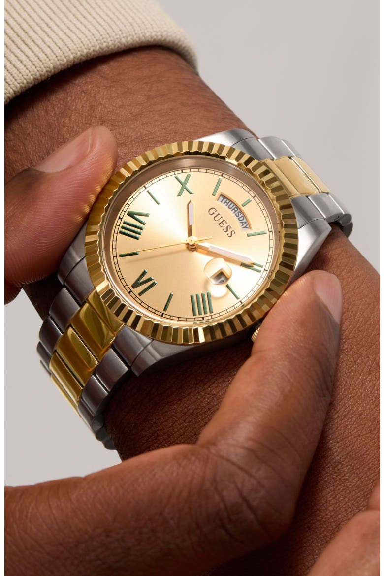 Connoisseur Day/Date Two-Tone Bracelet Watch, 42mm, Alternate, color, GOLD