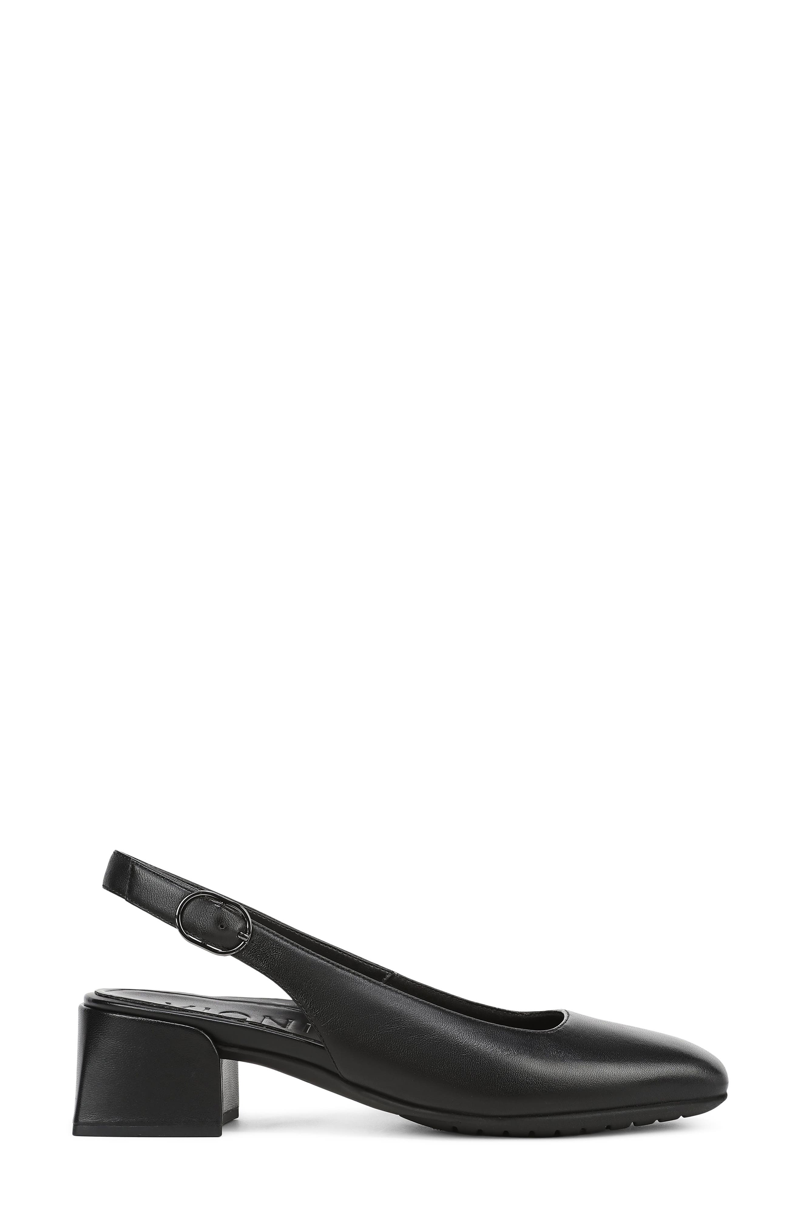 Vionic Reyes Block Heel Slingback Pump, Alternate, color, Black Leather