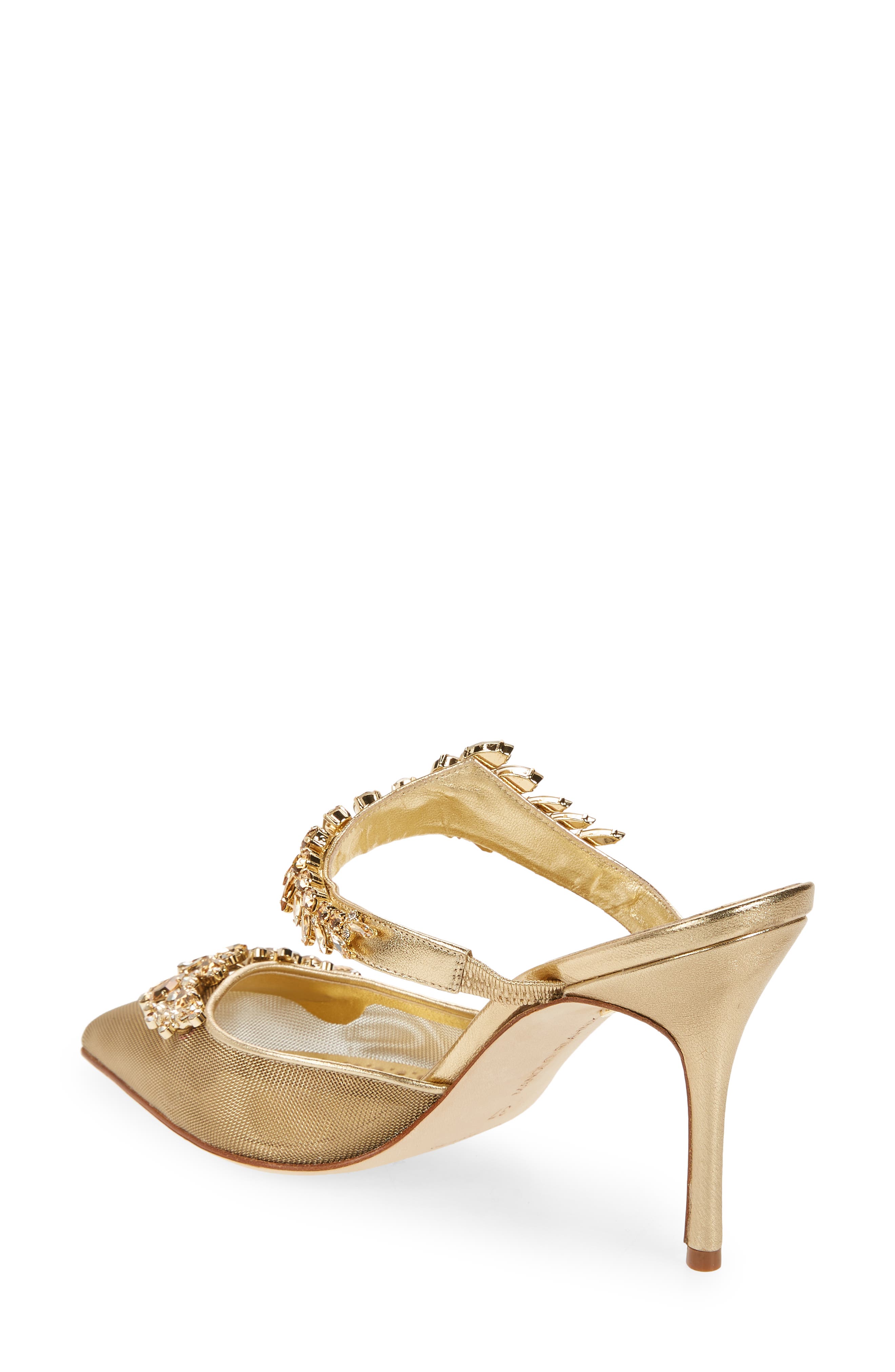 Manolo Blahnik Lurum Crystal Leaf Pointed Toe Mule, Alternate, color, 