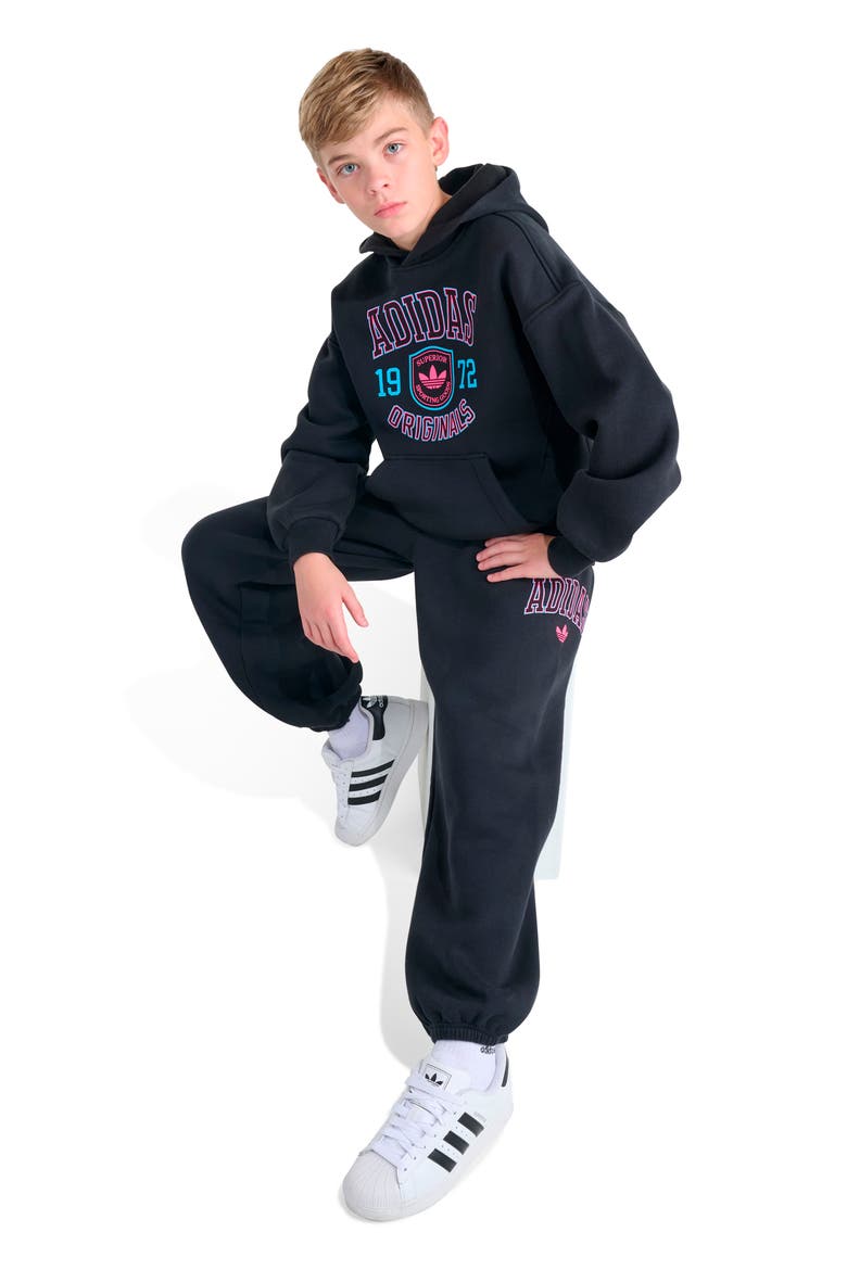 Kids' Varsity Graphic Fleece Pants, Alternate, color, BLACK MULTI