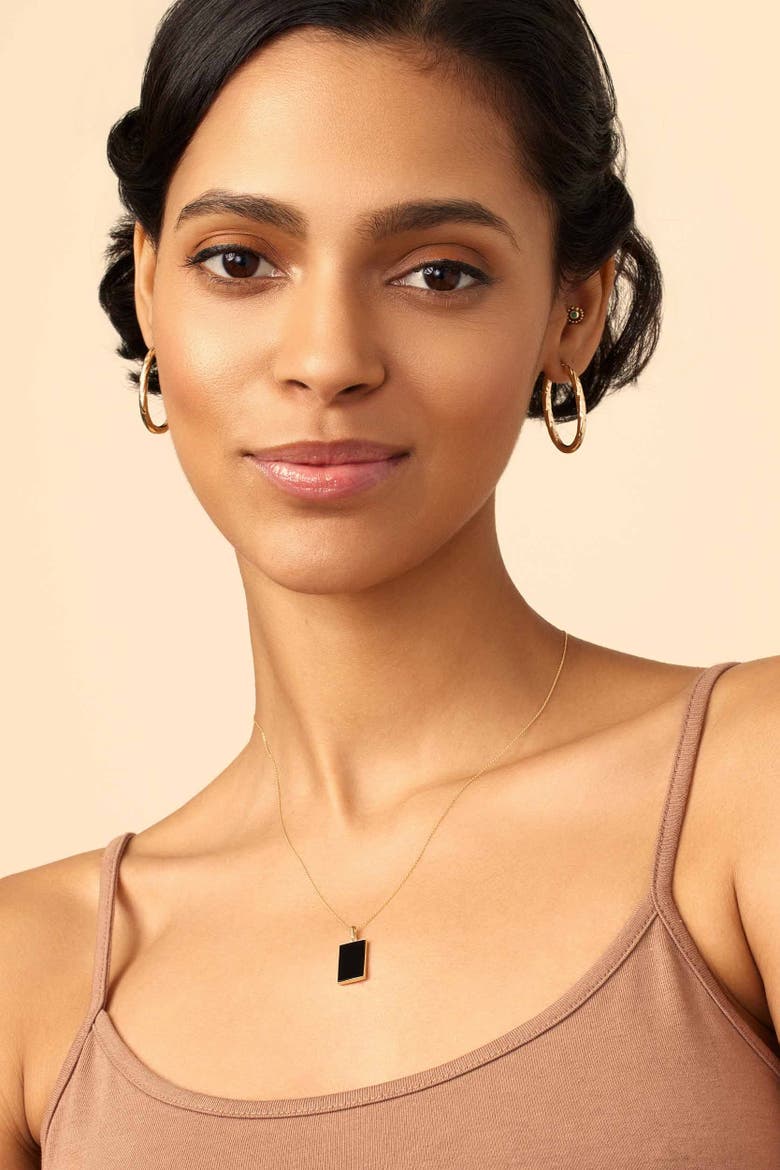 14K Gold Tag Me Pendant Charm, Alternate, color, Gold - Black Onyx