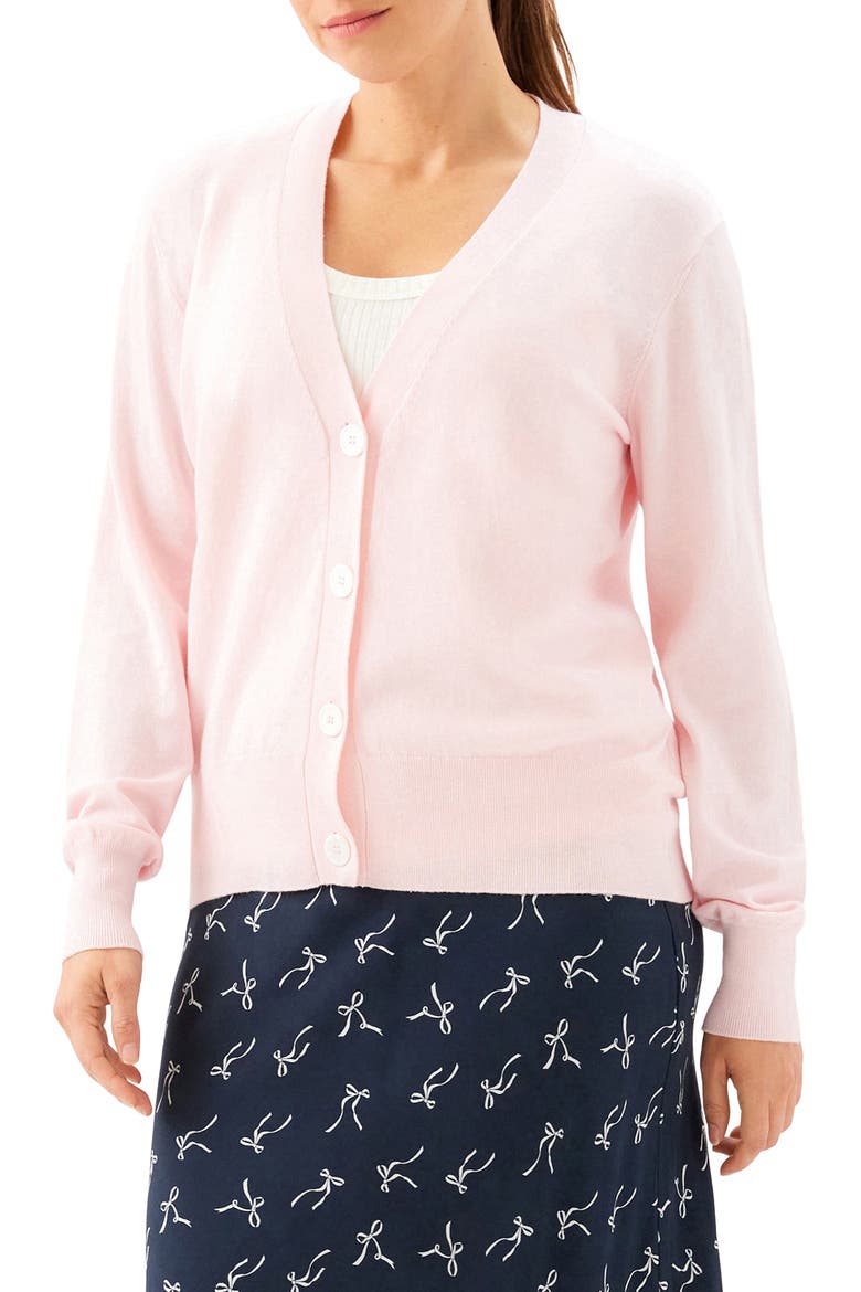 V-Neck Cardigan, Alternate, color, ROSE