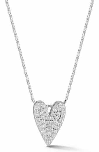 Set of 2 Pavé Cubic Zirconia Heart Necklaces