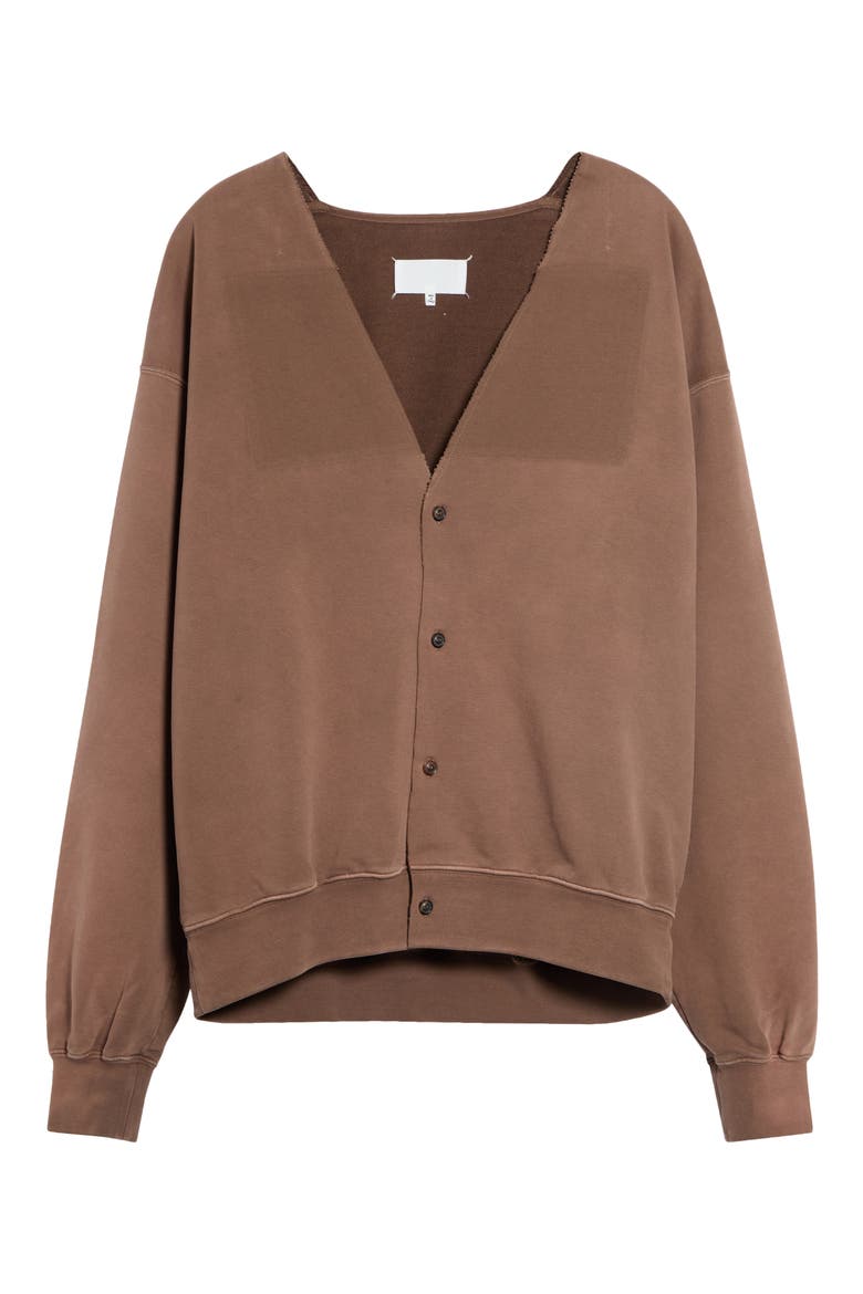 V-Neck Fleece Cardigan, Alternate, color, MOCHA
