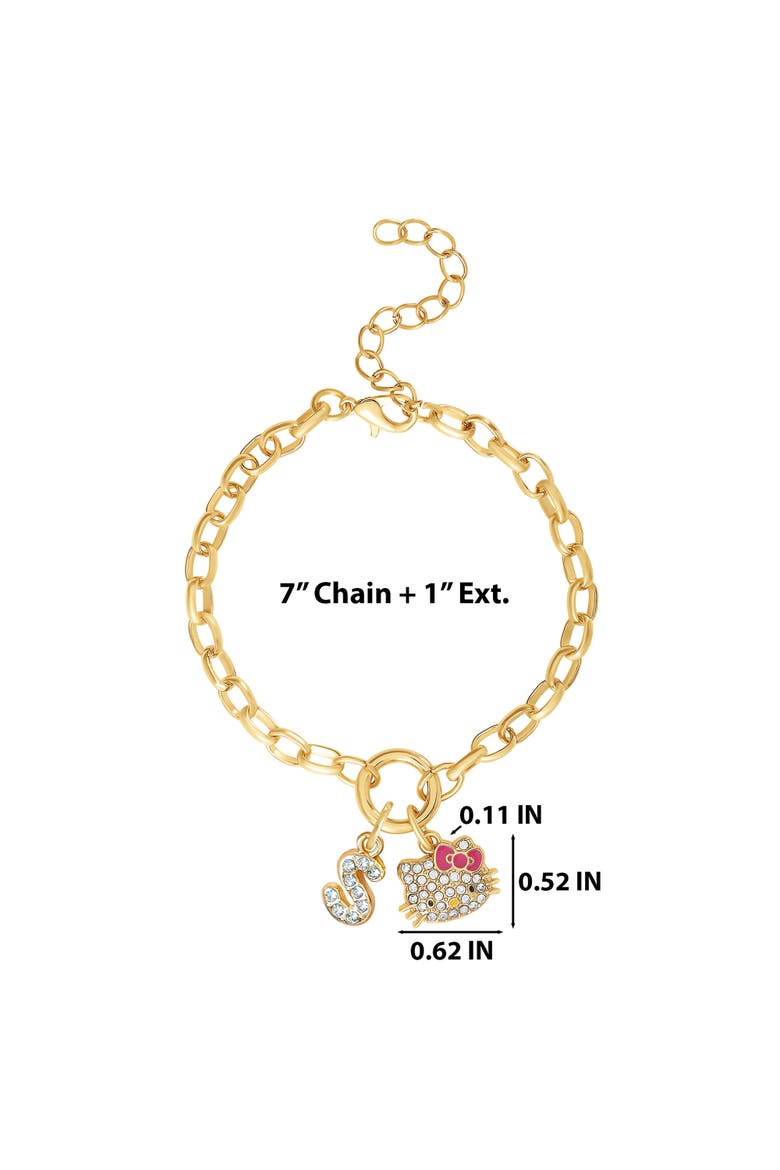 Initial Crystal Charm Bracelet, Gold-Tone, Adjustable, Alternate, color, S