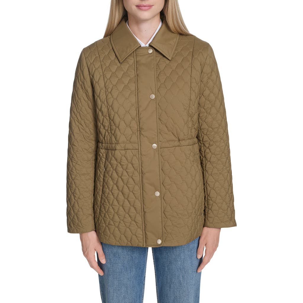 Cole Haan Honeycomb Quilted Jacket In Gray