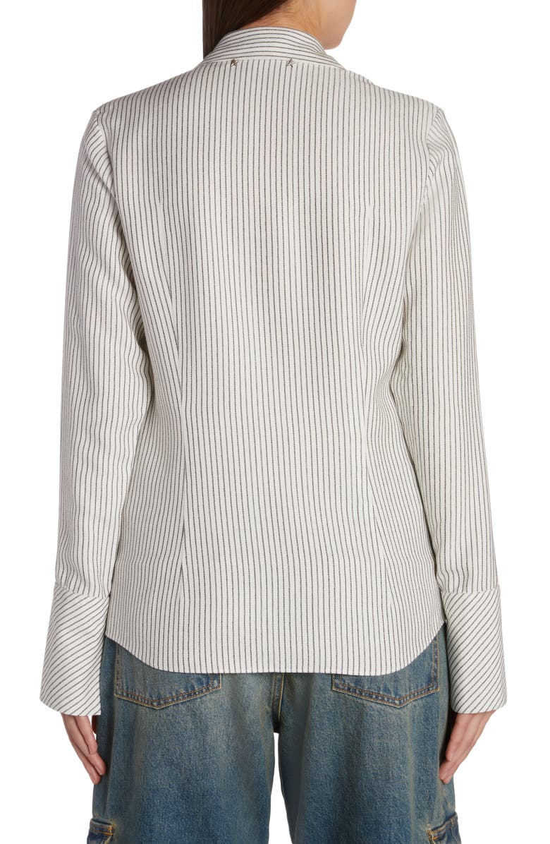 Golden Goose Journey Collection Slim Fit Stripe Button-Up Shirt, Alternate, color, Arctic Wolf/ Black