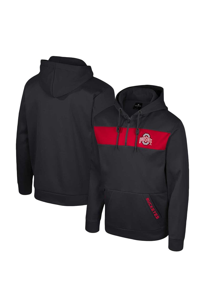 Men's Colosseum  Black Ohio State Buckeyes Quarter-Zip Hoodie, Main, color, Black