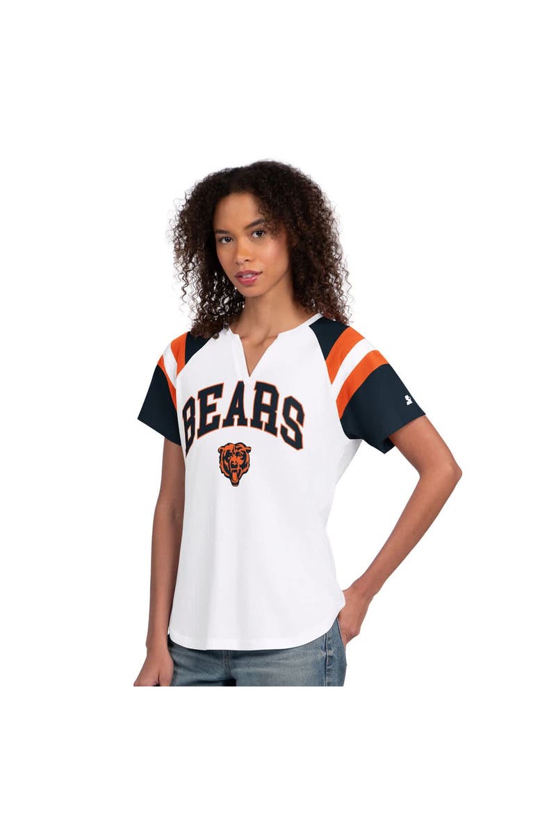 STARTER Women's Starter White Chicago Bears Game On Raglan Notch Neck T-Shirt, Main, color, White
