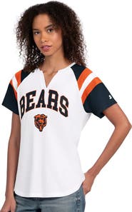 STARTER Women's Starter White Chicago Bears Game On Raglan Notch Neck T-Shirt