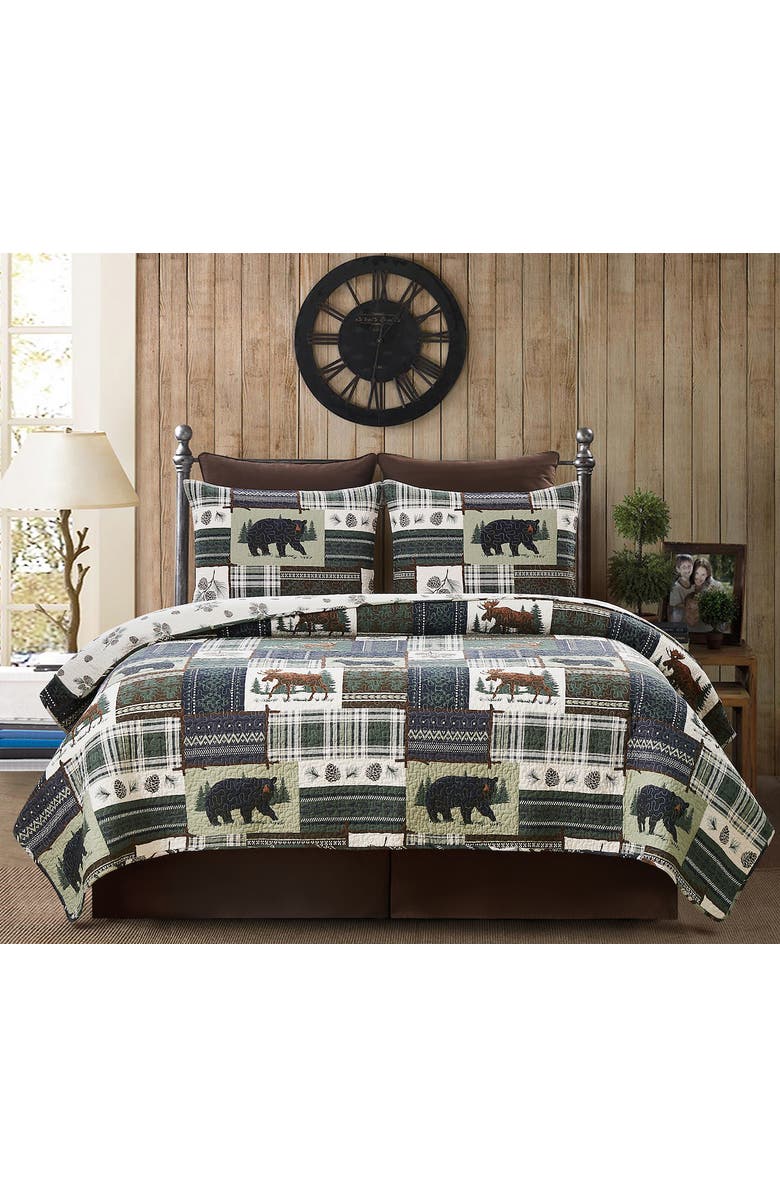 C&F Home Greenstone Pines Bedding Quilt Set, Alternate, color, Brown