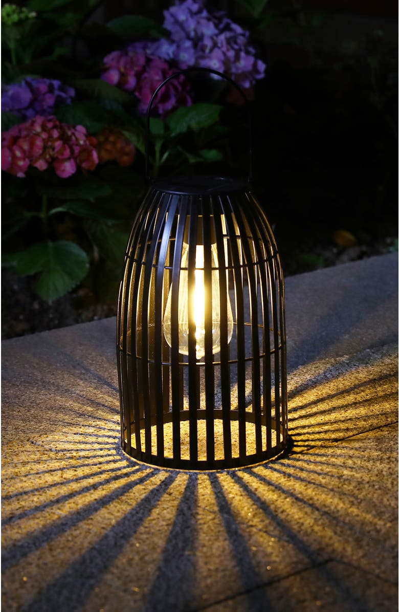 Glitzhome Metal Woven Solar Powered Outdoor Hanging Lantern, Alternate, color, Black