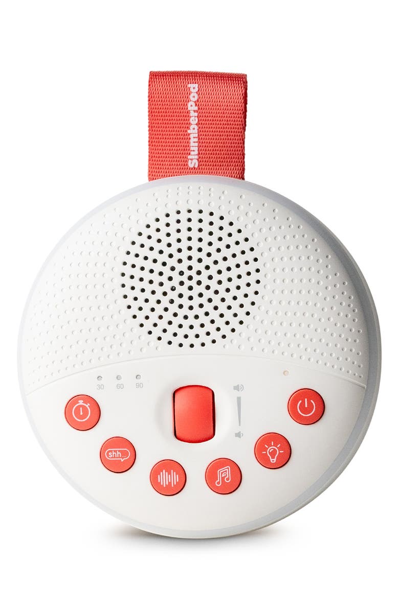 SlumberPod SlumberCalm Portable Sound & White Noise Machine, Main, color, White/Red