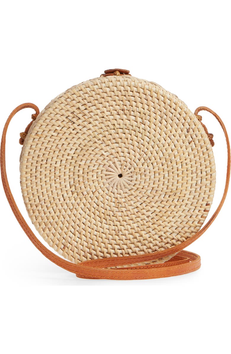 Street Level Woven Rattan Circle Crossbody Bag, Alternate, color,