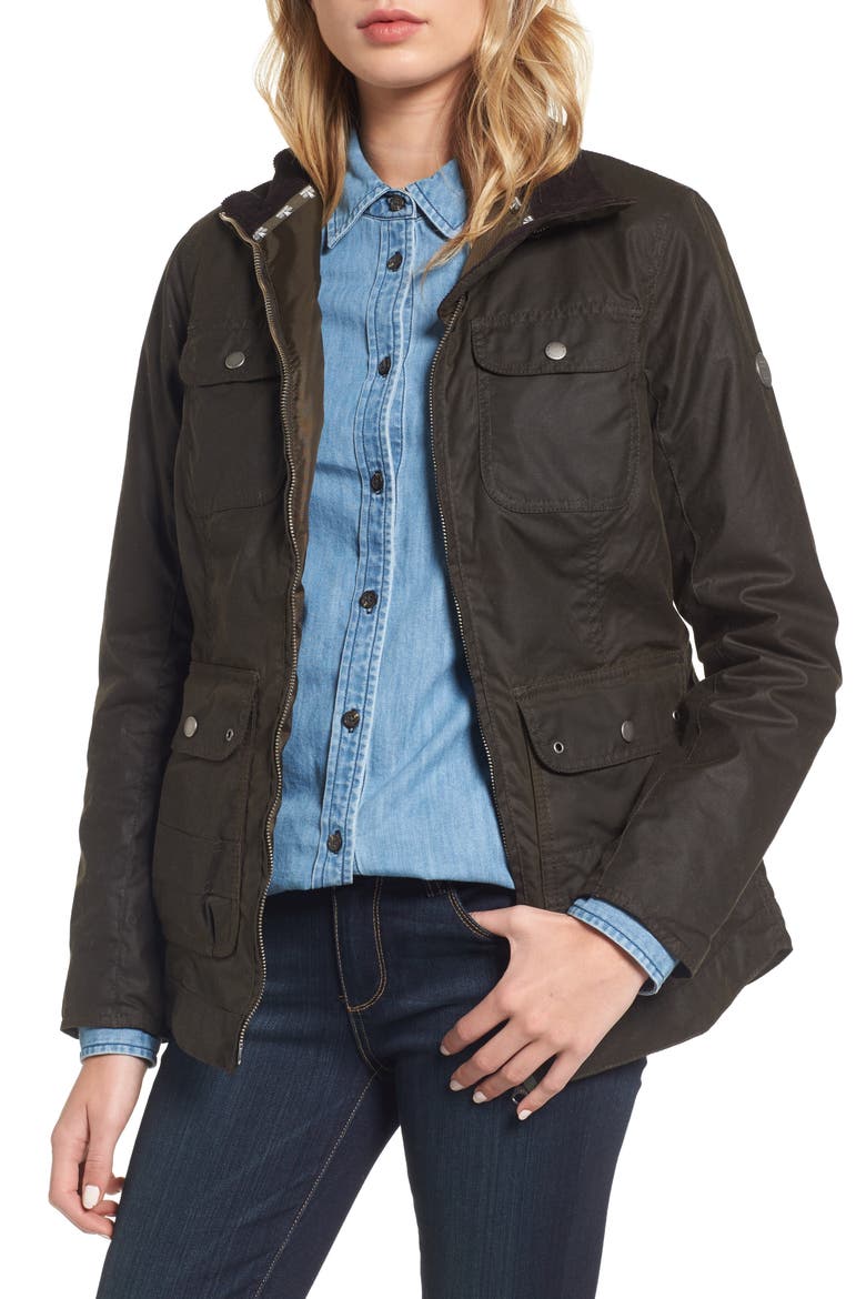 Filey Water Resistant Waxed Canvas Jacket, Main, color, OLIVE