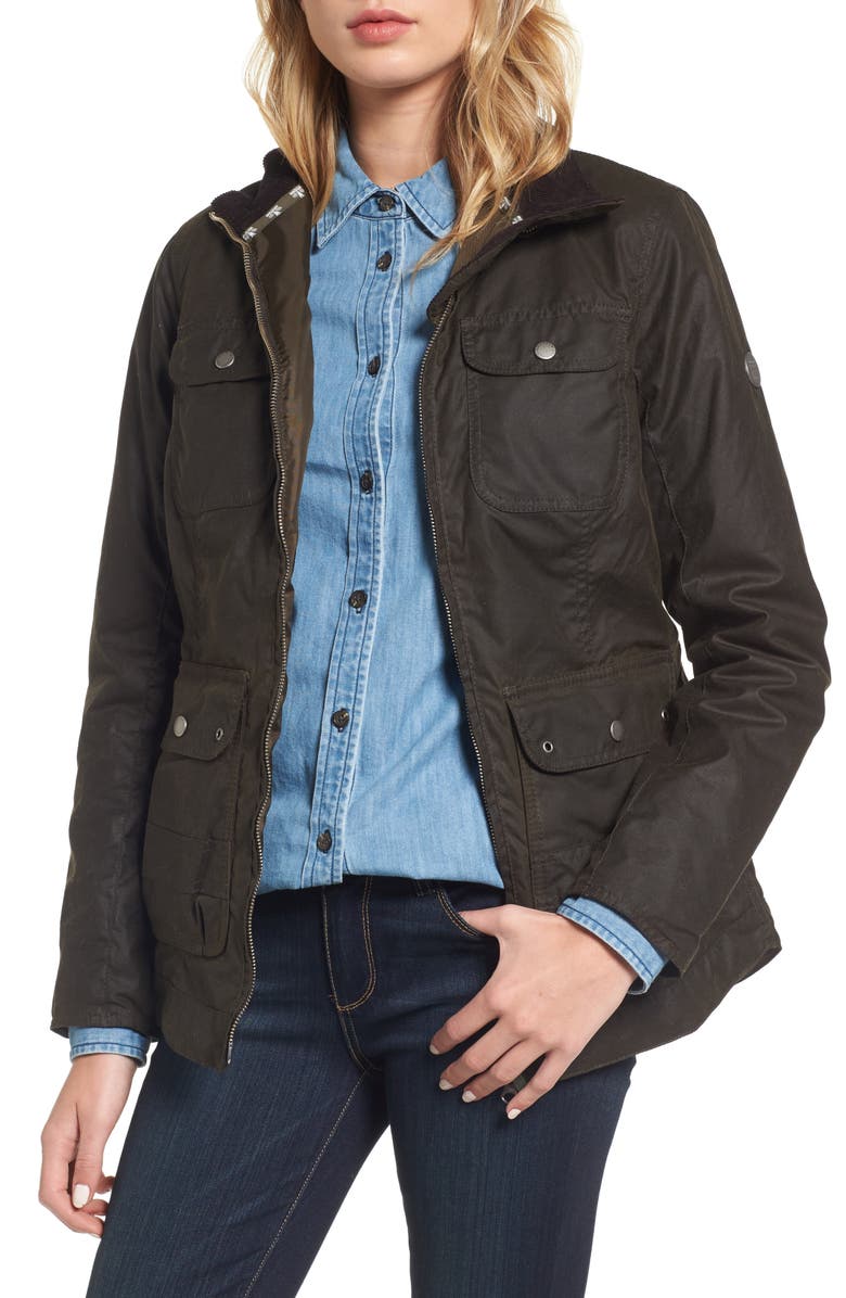 Barbour Filey Water Resistant Waxed Canvas Jacket, Main, color, 
