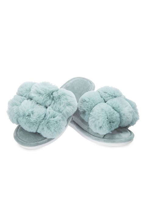 Luxe Faux Fur Pom Memory Foam Slipper (Women)