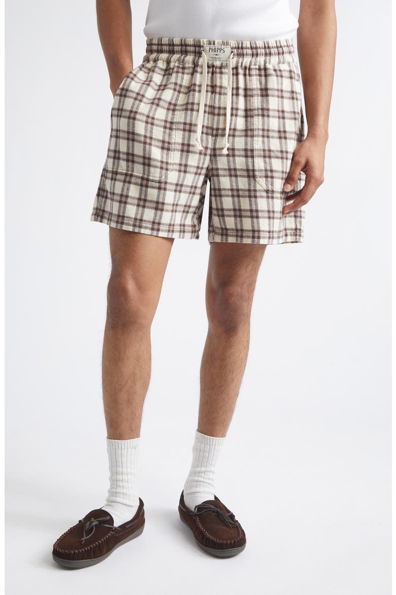 Kennedy Plaid Cotton Flannel Shorts, Main, color, SAND PLAID