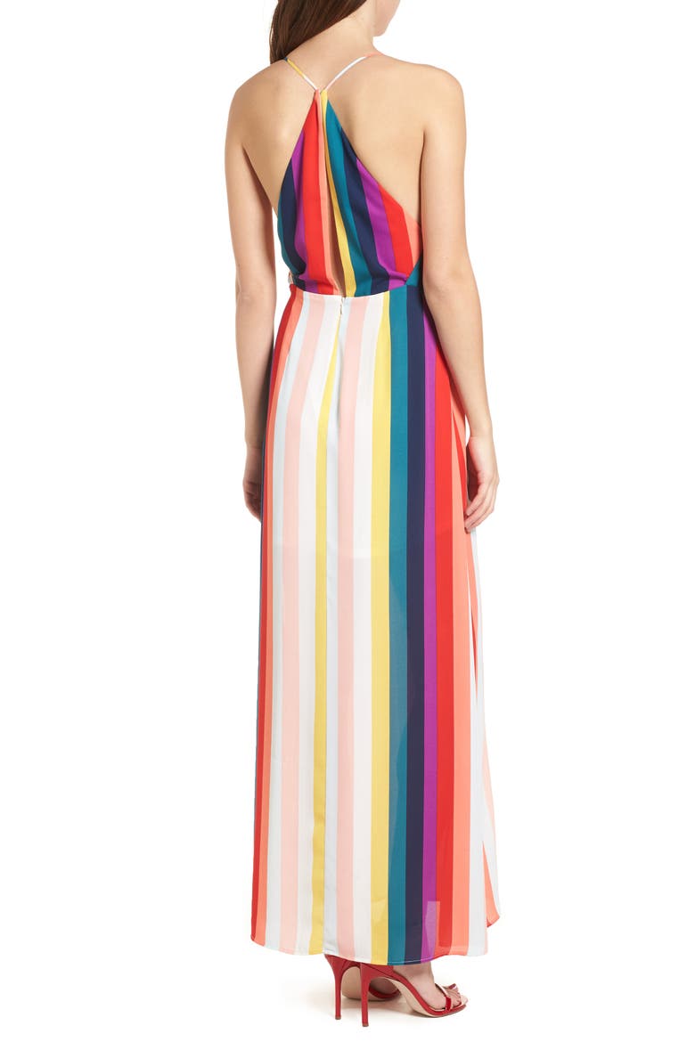 Surplice Maxi Dress, Alternate, color, RAINBOW STRIPE