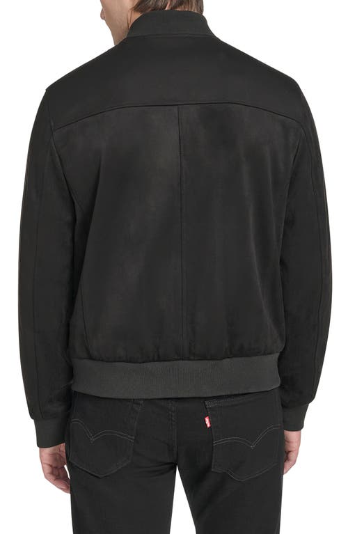 Cole Haan Signature Faux Suede Bomber Jacket In Black