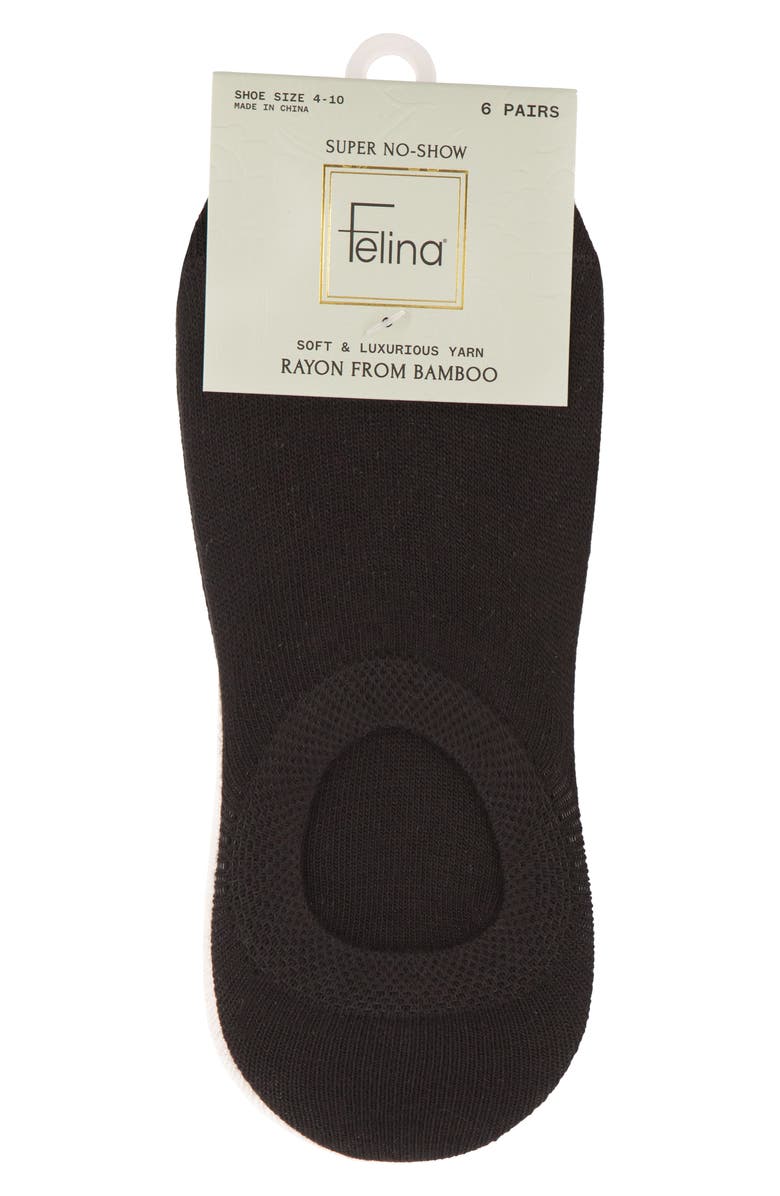 Felina Assorted 6-Pack Super No-Show Socks, Alternate, color, Black/ White