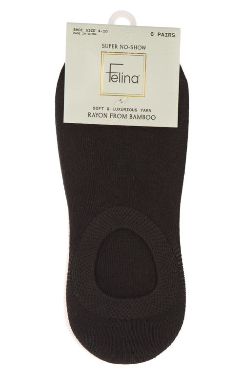 Felina Assorted 6-pack Super No-show Socks In Black/white