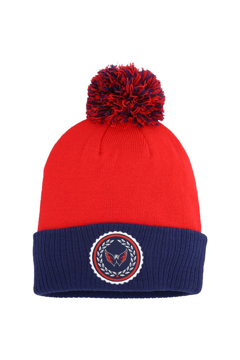 Women's adidas Red Washington Capitals Laurel Cuffed Knit Hat with Pom, Main, color, Red