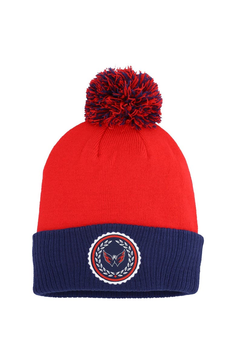 adidas Women's adidas Red Washington Capitals Laurel Cuffed Knit Hat with Pom, Main, color, Red