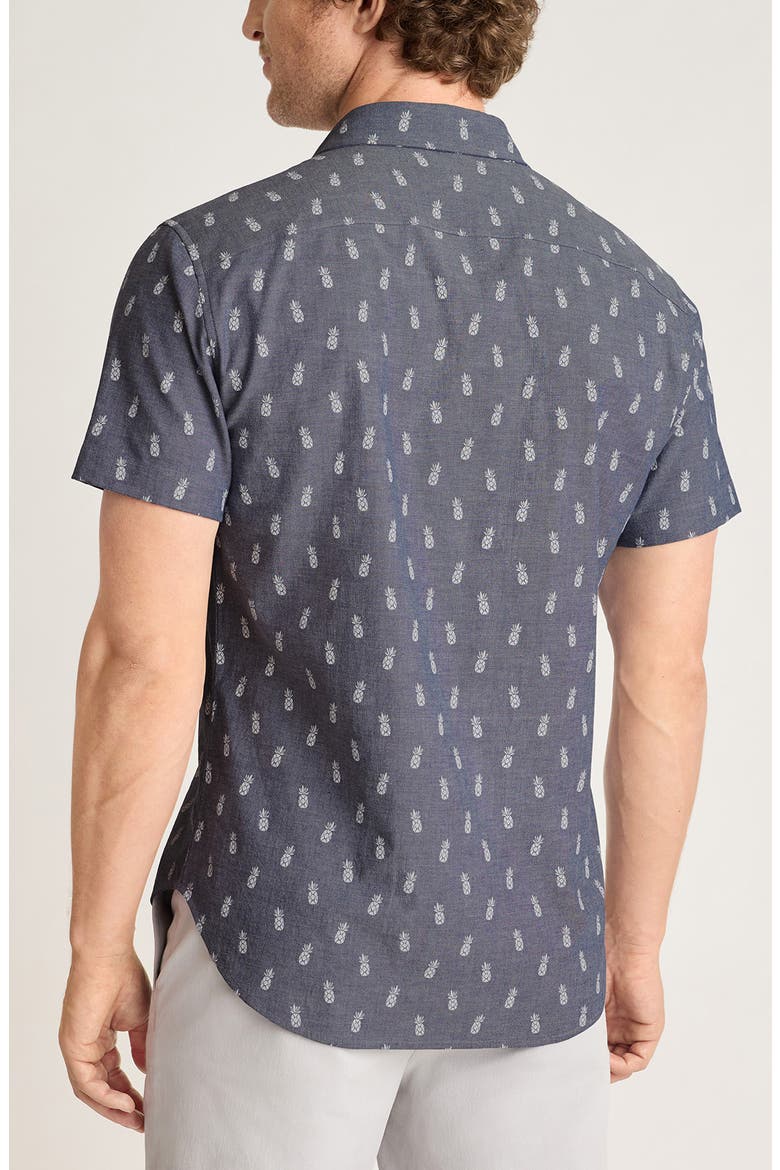 Riviera Short Sleeve Shirt, Alternate, color, NAVY/ WHITE PINEAPPLES