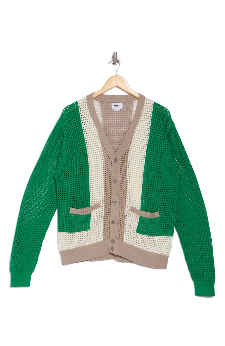 Obey Anderson '60s Stripe Cotton Cardigan, Alternate, color, 