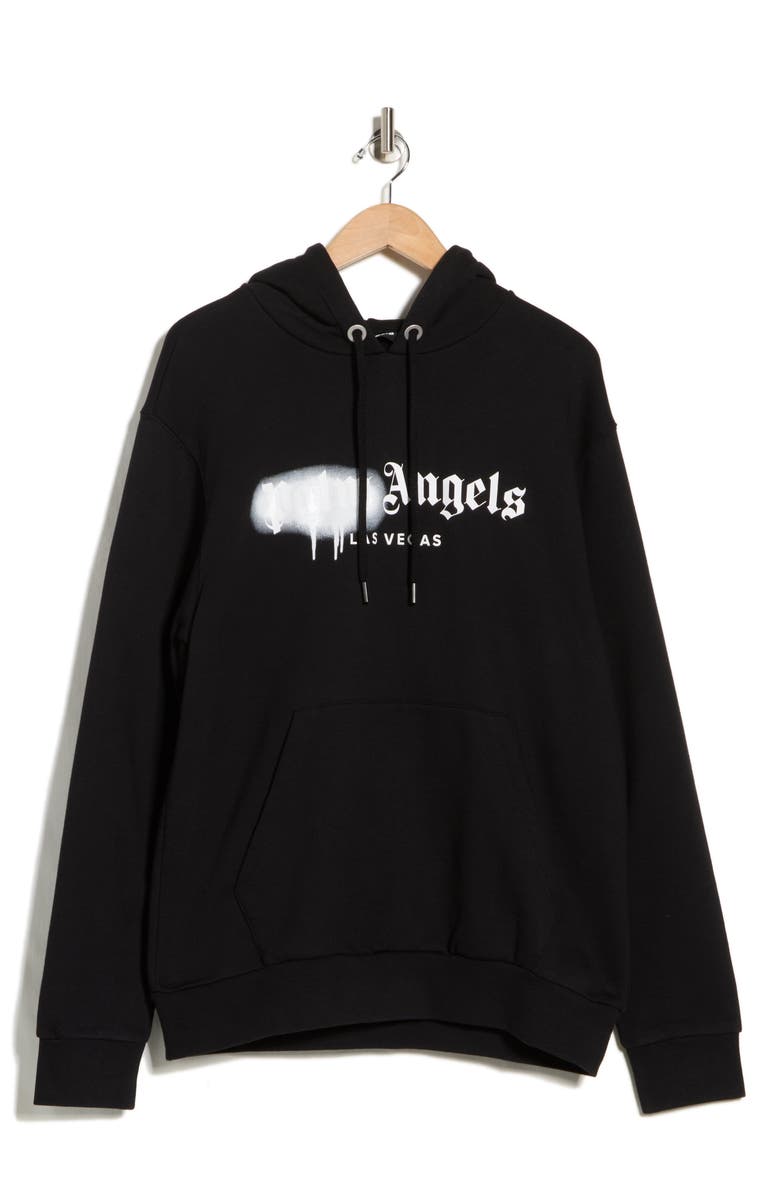 Palm Angels Logo Graphic Hoodie, Main, color, Black/White