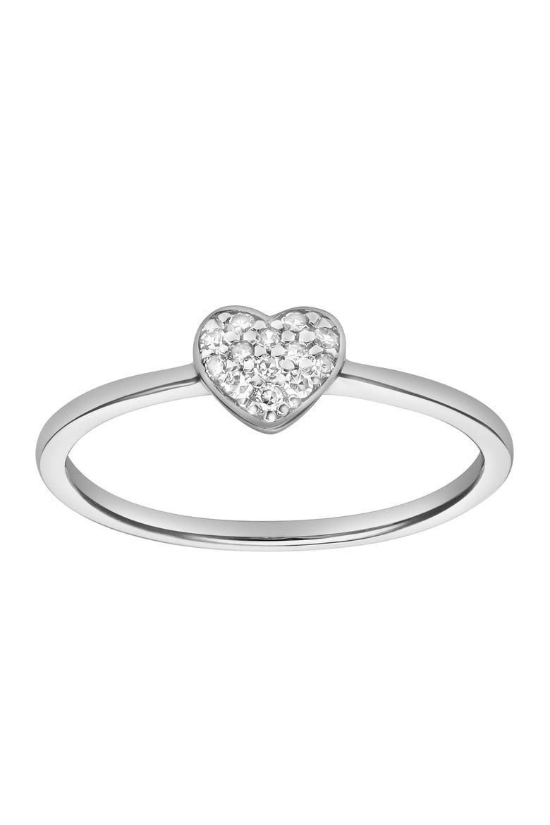 Thea Diamond Pave Heart Ring in 14K Gold - 0.09 ct, Main, color, 14K White Gold