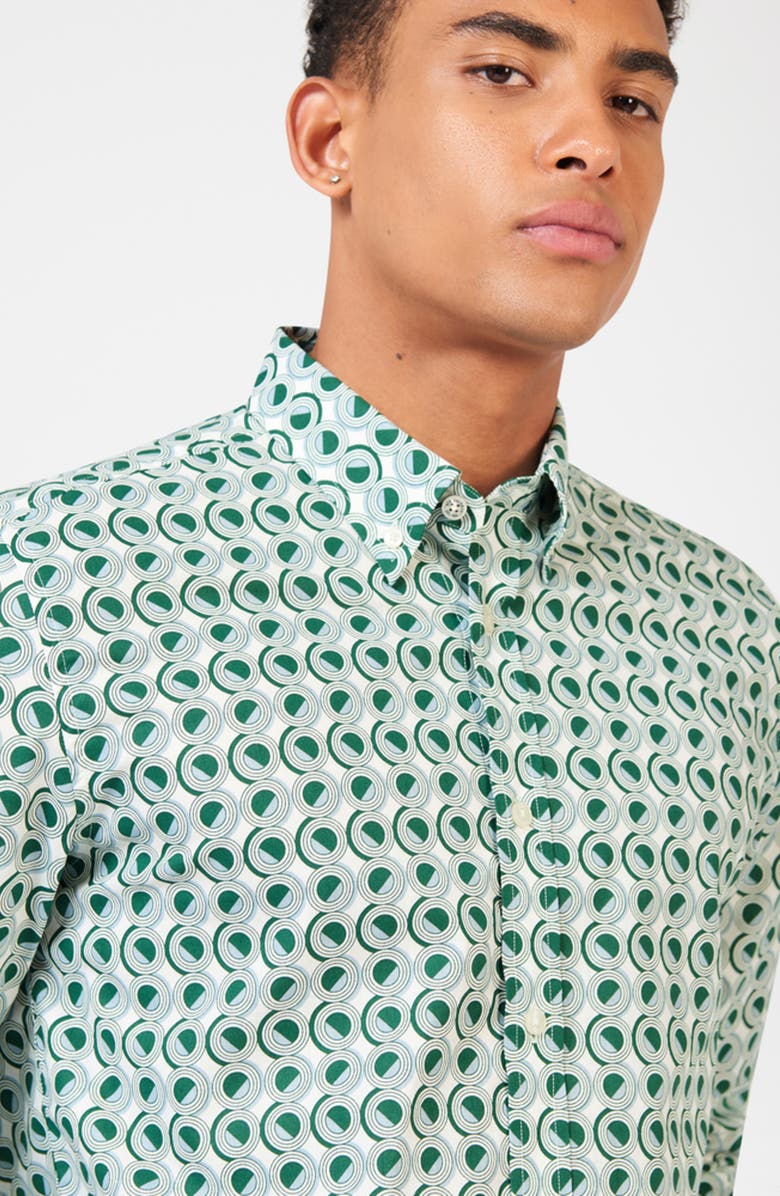 Ben Sherman Retro Geo Print Button-Down Shirt, Alternate, color, 