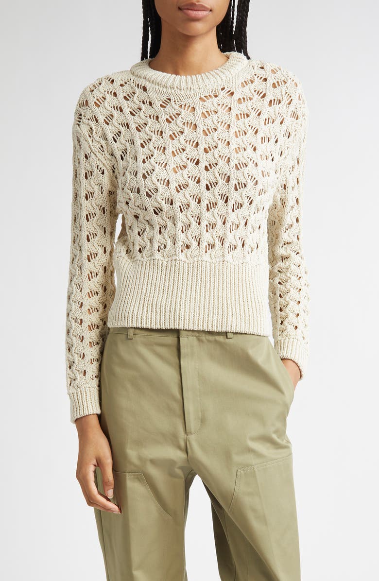 BITE Studios Vento Organic Cotton Crewneck Sweater, Main, color, Cream