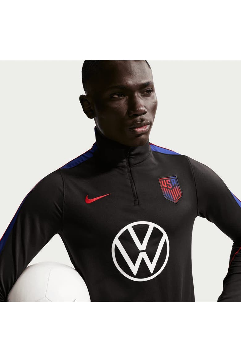 Men's Nike Black USMNT 2026 Strike Dri-FIT Quarter-Zip Long Sleeve Drill Top, Alternate, color, Black