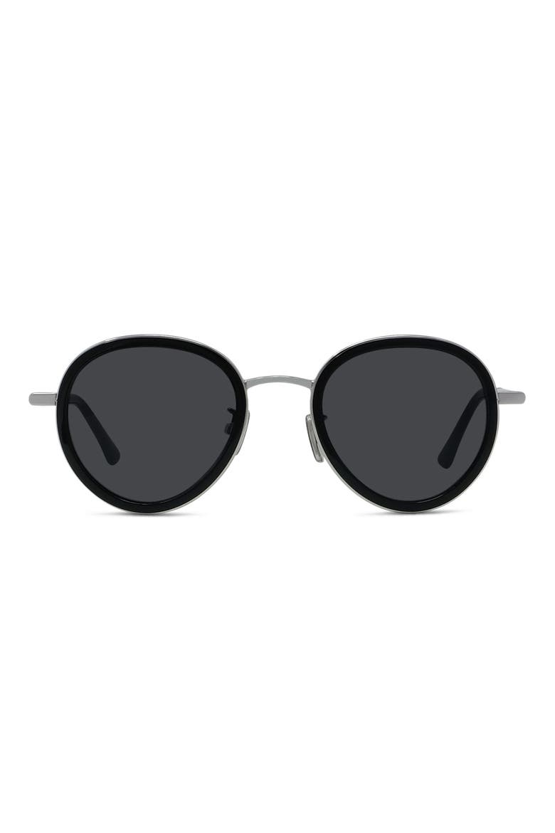 Day 49mm Small Round Sunglasses, Main, color, SHINY PALLADIUM / SMOKE