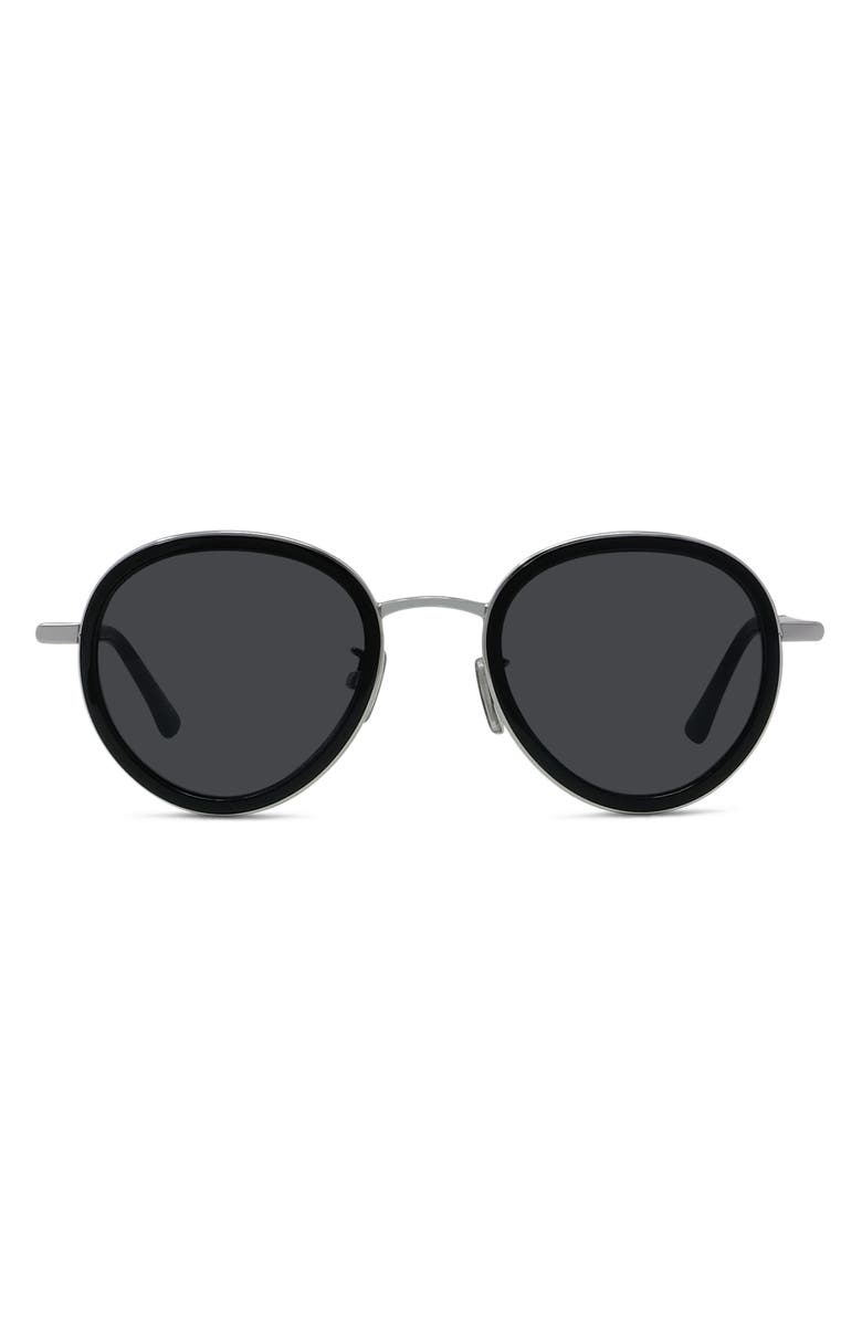 Givenchy Day 49mm Small Round Sunglasses, Main, color, Shiny Palladium / Smoke